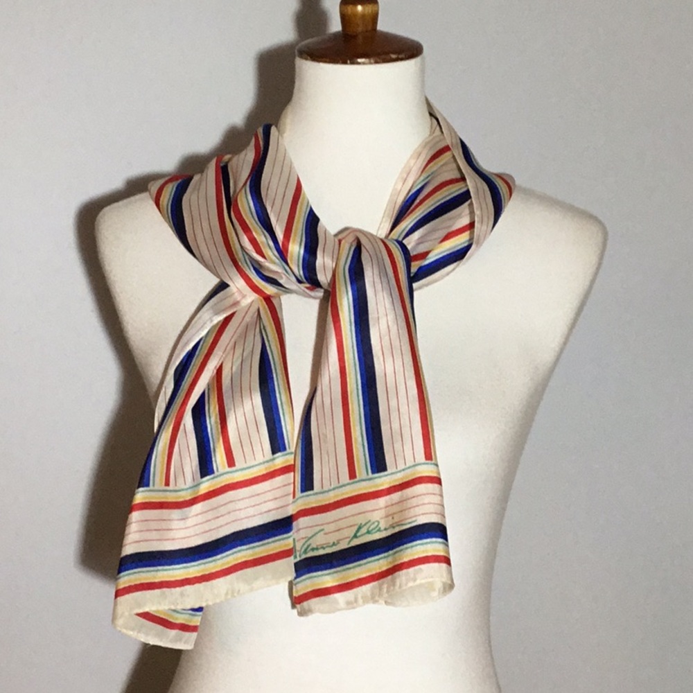 Anne Klein silk scarf, head wrap, 52” X 10”, multicolor